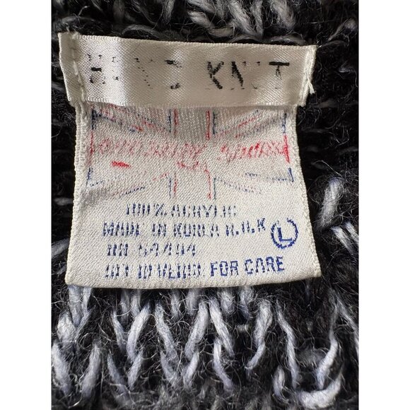 Hand-Knit Sleeveless Black Red Sweater Abstract Large - Picture 4 of 5